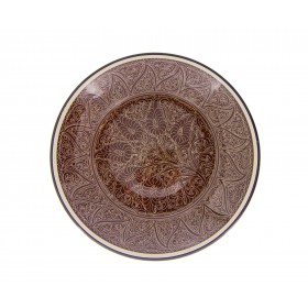 Ляган 41 см Коричневый Карандаш - риштанская керамика круглый, плоский