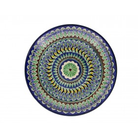 Ляган синяя кайма 41 см - 3 - риштанская керамика круглый, плоский