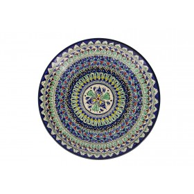 Ляган синяя кайма 41 см - 2 - риштанская керамика круглый, плоский