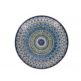 Ляган синяя кайма 41 см - риштанская керамика круглый, плоский